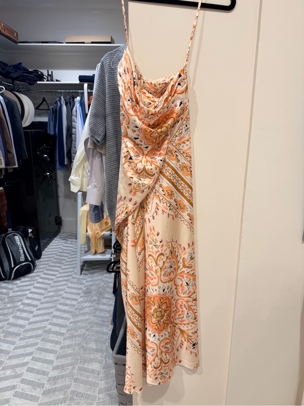 Lucy Paris Cream & Peach Paisley Slip Dress nwot